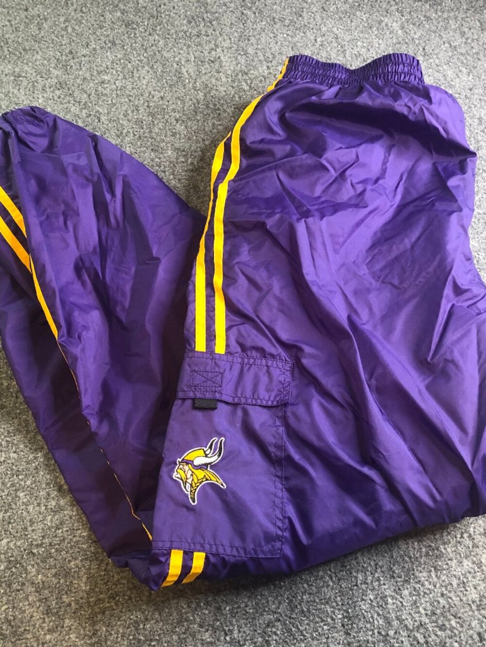 Logo Athletic Minnesota Vikings Windbreaker Pants Mens XL Purple Cargo Lined Y2K